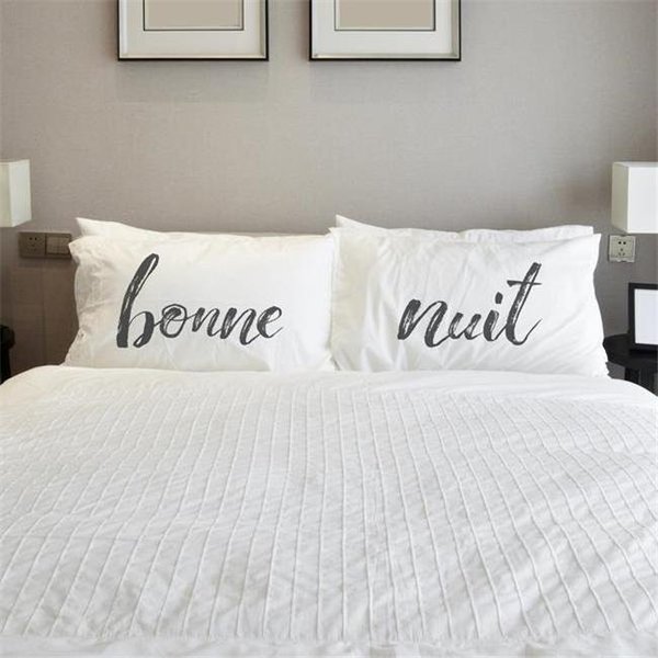 One Bella Casa One Bella Casa 82878CSE Bonne Nuit Pillow Case - Black; Set of 2 82878CSE